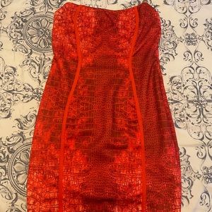 Mini red/orange snakeskin dress